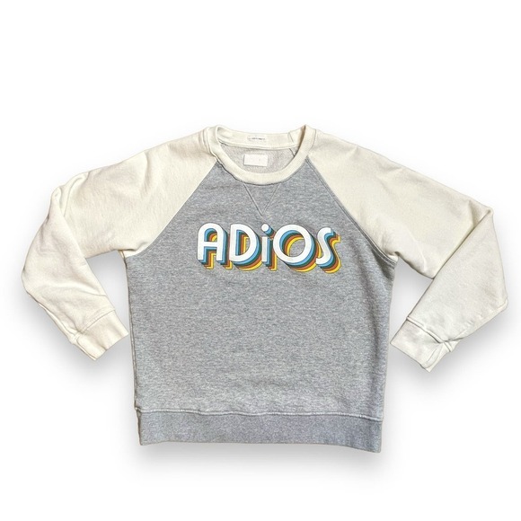Mother The Square Adios Popover Sweatshirt Gray Ivory Size XS Retro 70’s Vibes - Picture 3 of 12